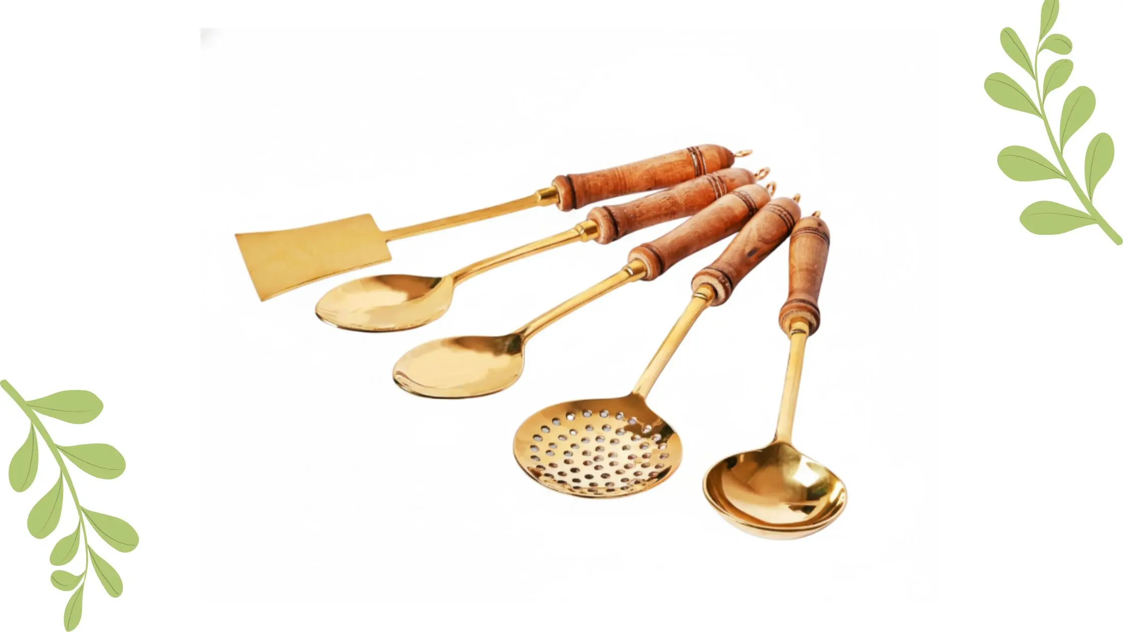 Karigar Creations Spoon Set of 5 Ptal Pure Brass Utensils
