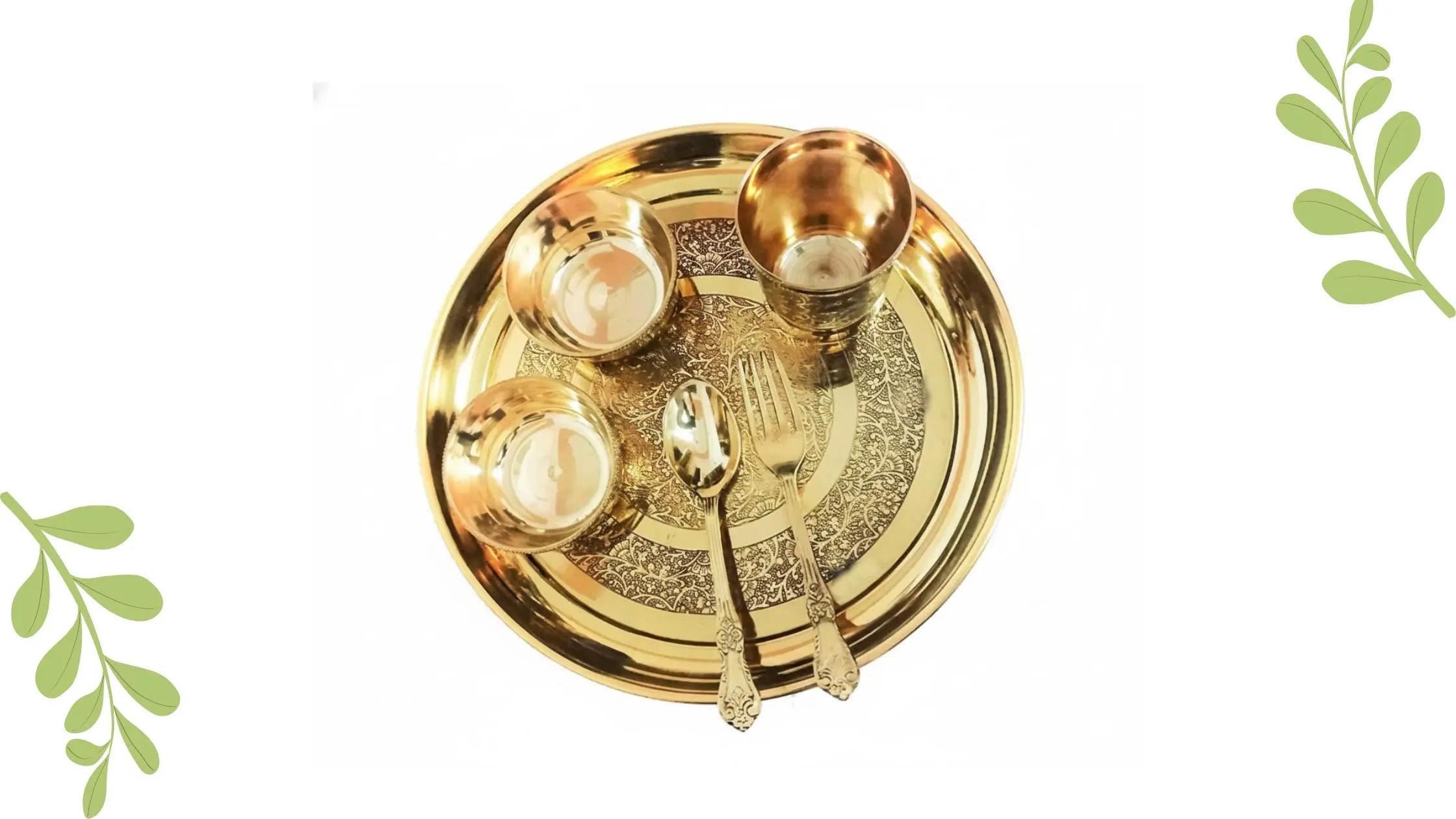 Yadav Craft Pure Brass Square Thali Set